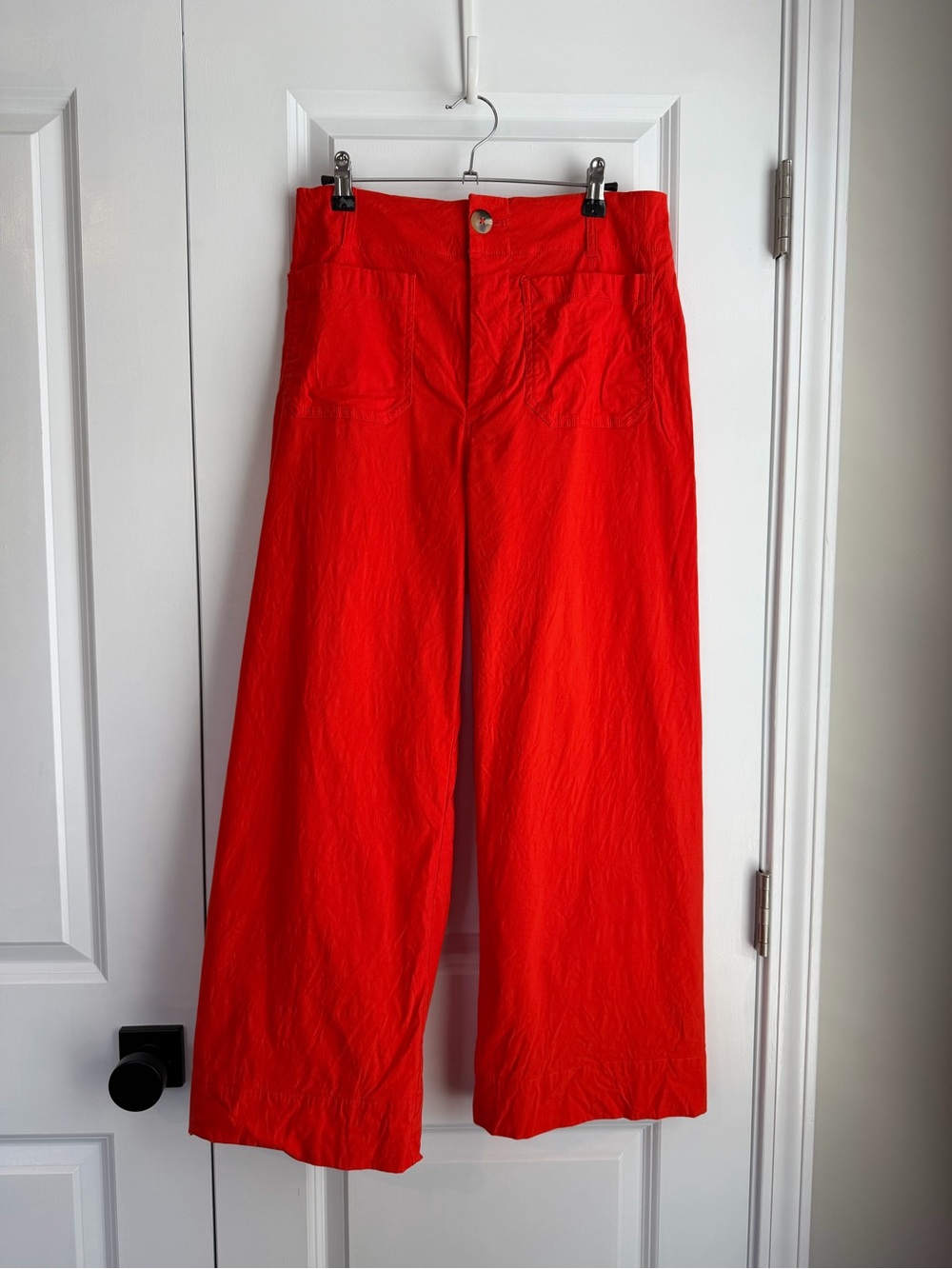 Anthropologie Maeve Colette Cropped Wide Leg Pants Orange Red Size 29